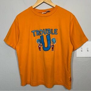 Vintage Universal Dr Seuss Trouble Embroidered Orange Tee Youth Size‎ Large